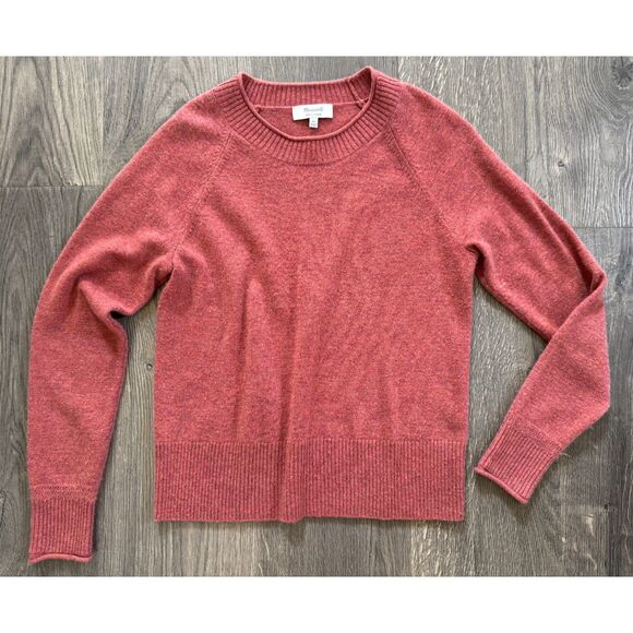 Madewell Sweaters - NEW Madewell 100% Cashmere Red Pink Crewneck Long Sleeve Sweater Top Blouse XS